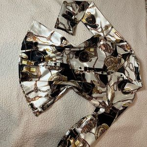 Black Satin Rope Print Oversized Shirt